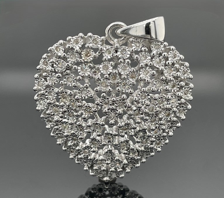 ANHÄNGER AUS 925/- SILBER RHODINIERT MIT DIAMANTEN