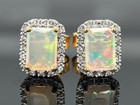 OHRSTECKER AUS 925/- SILBER GELBVERGOLDET MIT ÄTHIOP.OPAL & ZIRKON