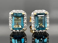 OHRSTECKER AUS 925/- SILBER VERGOLDET MIT BLAUTOPAS & ZIRKON