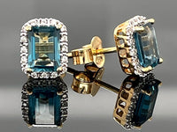 OHRSTECKER AUS 925/- SILBER VERGOLDET MIT BLAUTOPAS & ZIRKON