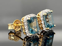 OHRSTECKER AUS 925/- SILBER VERGOLDET MIT BLAUTOPAS & ZIRKON