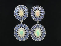 OHRSTECKER AUS 925/- SILBER RHOD. MIT TANSANIT, ÄTHIOP.OPAL & ZIRKON