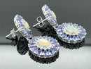 OHRSTECKER AUS 925/- SILBER RHOD. MIT TANSANIT, ÄTHIOP.OPAL & ZIRKON