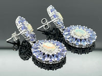 OHRSTECKER AUS 925/- SILBER RHOD. MIT TANSANIT, ÄTHIOP.OPAL & ZIRKON