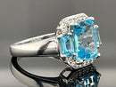 RING AUS 925/- SILBER RHODINIERT MIT SWISS BLUE TOPAS & ZIRKON