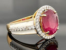 RING AUS 925/- SILBER VERGOLDET MIT RUBIN & ZIRKON