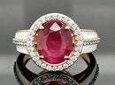 RING AUS 925/- SILBER VERGOLDET MIT RUBIN & ZIRKON