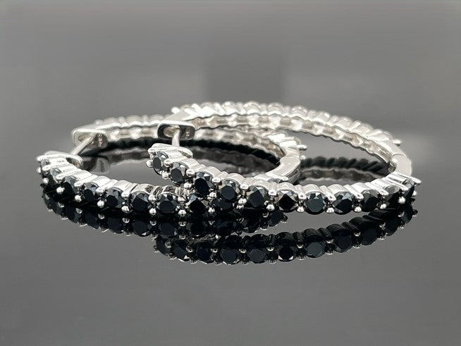 WENDECREOLEN AUS 925/- SILBER RHODINIERT MIT SPINELL & ZIRKON ( GES.CA. 6,06 ct.)