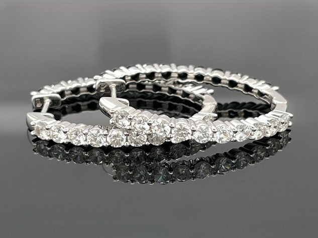 WENDECREOLEN AUS 925/- SILBER RHODINIERT MIT SPINELL & ZIRKON ( GES.CA. 6,06 ct.)