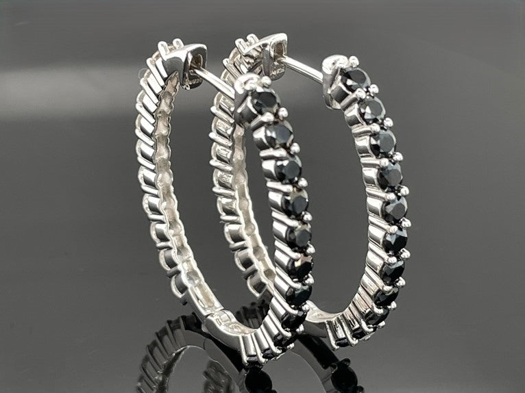 WENDECREOLEN AUS 925/- SILBER RHODINIERT MIT SPINELL & ZIRKON ( GES.CA. 6,06 ct.)