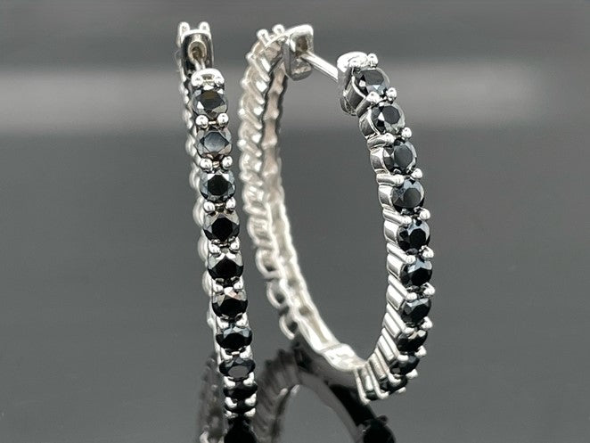 WENDECREOLEN AUS 925/- SILBER RHODINIERT MIT SPINELL & ZIRKON ( GES.CA. 6,06 ct.)