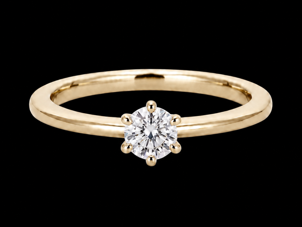 SOLITÄR RING GR. 16 (CA.50) AUS 585/- GELBGOLD mit Brillant (ca. 0,25 ct.)
