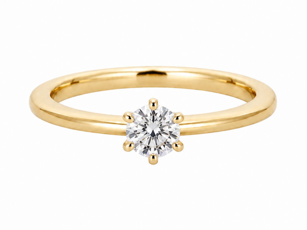 SOLITÄR RING GR. 16 (CA.50) AUS 585/- GELBGOLD mit Brillant (ca. 0,25 ct.)