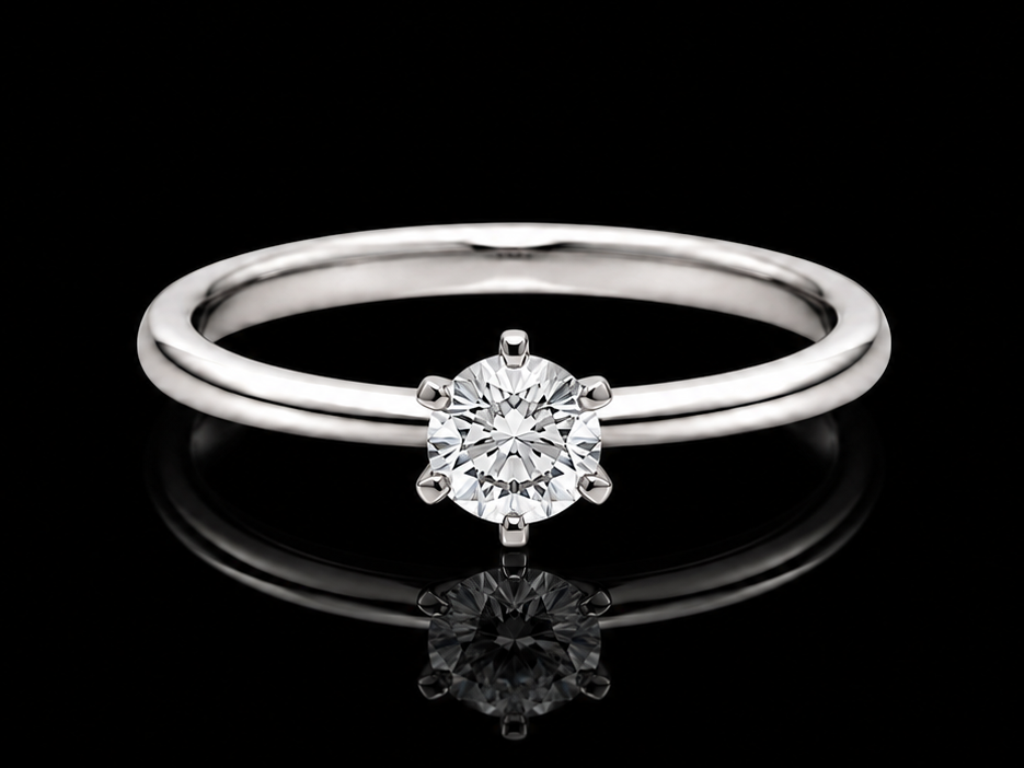 SOLITÄR RING GR. 16 (CA.50) AUS 585/- WEIßGOLD mit Brillant (ca. 0,26 ct.)