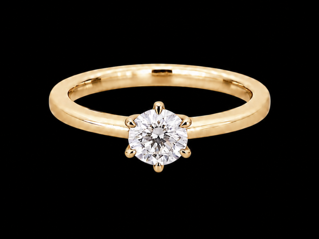 SOLITÄR RING GR. 17 ( CA.53) AUS 585/- GELBGOLD mit Brillant (ca. 0,51 ct.)