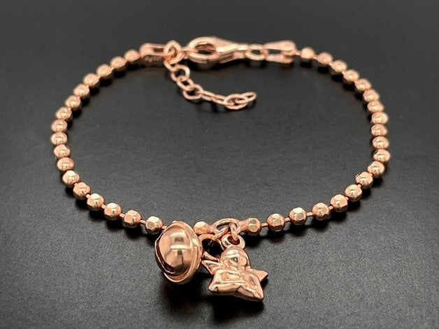 ARMBAND "RUF DEINEN ENGEL" AUS 925/-SILBER ROSÈVERGOLDET