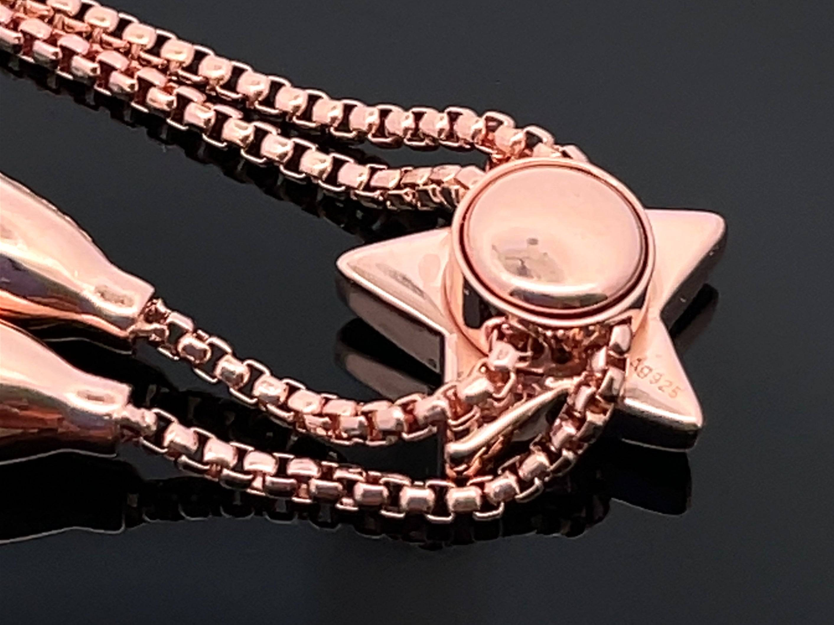 SLIDER Y-COLLIER 925/- SILBER ROSÈVERGOLDET MIT ZIRKONIA