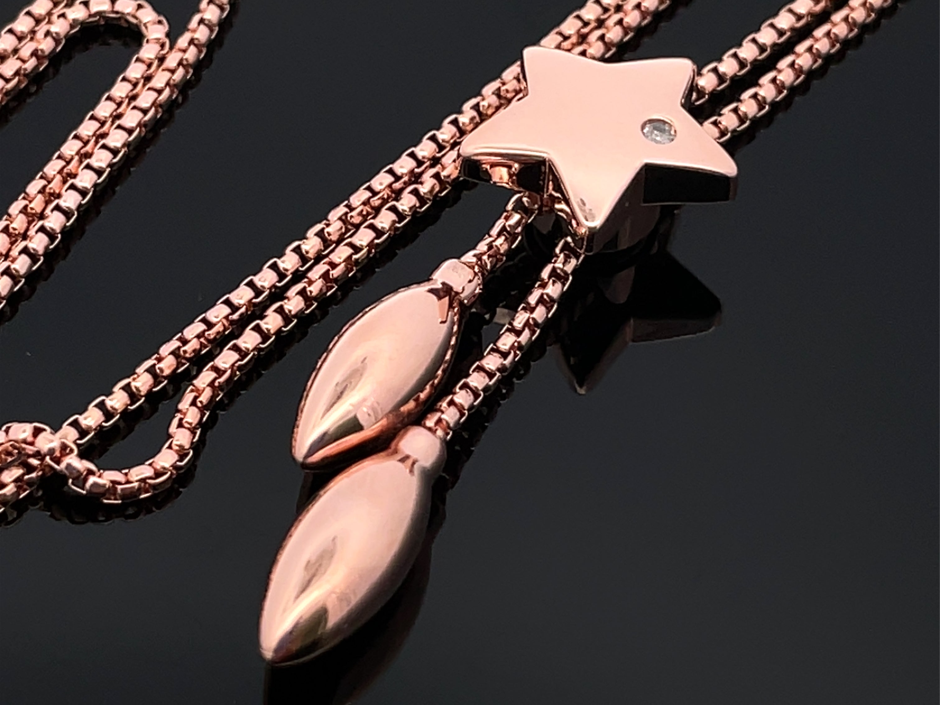 SLIDER Y-COLLIER 925/- SILBER ROSÈVERGOLDET MIT ZIRKONIA
