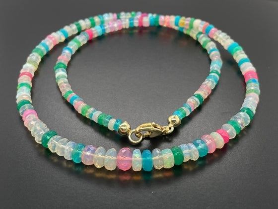 COLLIER 925/- SILBER VERGOLDET MIT MULTI KRISTALLOPAL BEH.