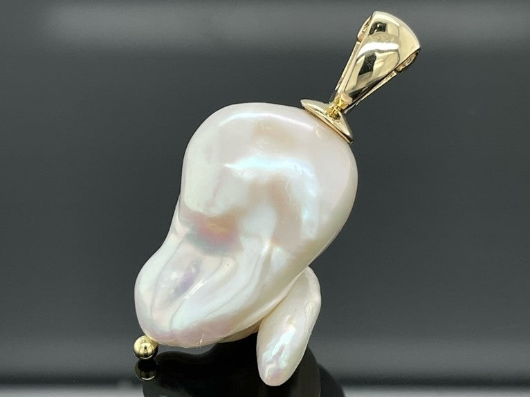 CLIPANHÄNGER AUS 375/- GELBGOLD MIT SÜßWASSERZUCHTPERLE