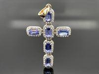 ANHÄNGER AUS 375/- GELBGOLD MIT TANSANIT & ZIRKON