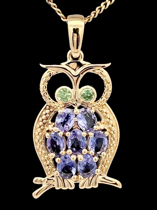 ANHÄNGER AUS 925/- SILBER VERGOLDET MIT TANSANIT & PERIDOT