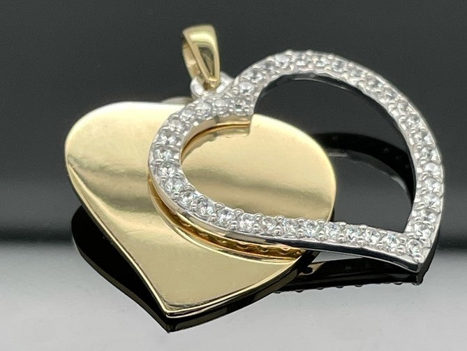 "HERZ" ANHÄNGER AUS 925/- SILBER BICOLOR MIT ZIRKONIA