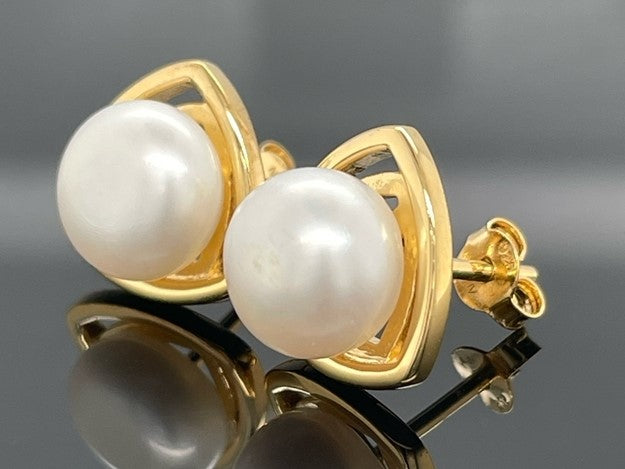 OHRSTECKER AUS 925/- SILBER VERGOLDET MIT SÜßWASSERZUCHTPERLE