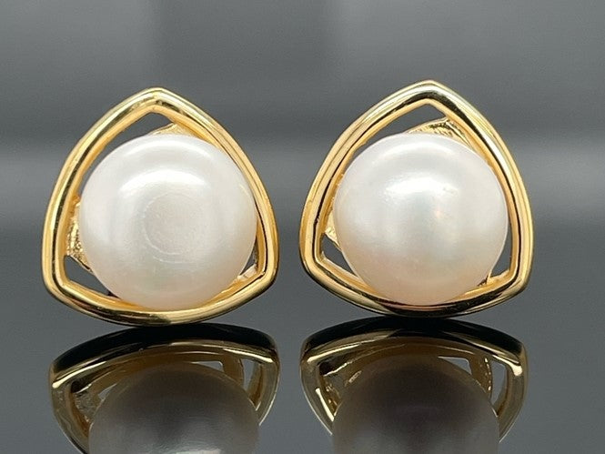 OHRSTECKER AUS 925/- SILBER VERGOLDET MIT SÜßWASSERZUCHTPERLE