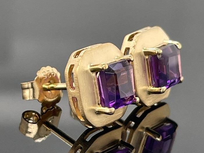 OHRSTECKER AUS 925/- SILBER VERGOLDET MIT AMETHYST