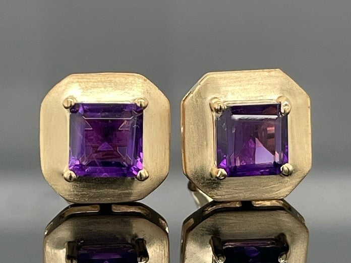 OHRSTECKER AUS 925/- SILBER VERGOLDET MIT AMETHYST