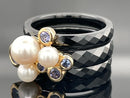 RING SET GR. 17 (CA.53) AUS 375/- GELBGOLD & KERAMIK MIT TANSANIT & SWZP