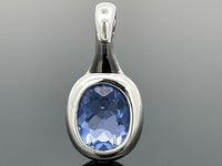 CLIP ANHÄNGER AUS 925/- SILBER RHODINIERT MIT FLUORIT BLAU ( ca. 2,7 ct.)