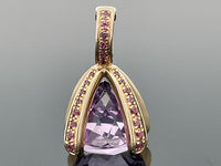 CLIP ANHÄNGER AUS 375/- GELBGOLD MIT AMETHYST & RHODOLITH