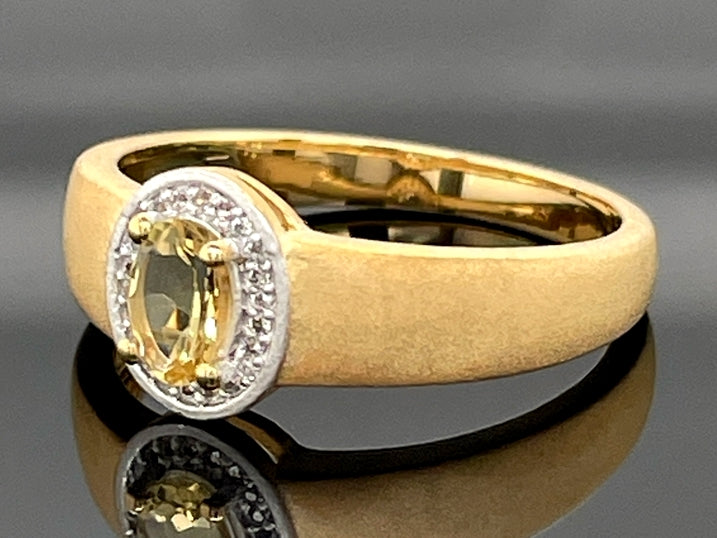 RING GR.19 (CA.60) AUS 925/- SILBER VERGOLDET MIT GOLDBERYLL & ZIRKON