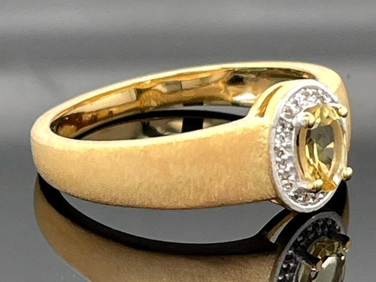 RING GR.19 (CA.60) AUS 925/- SILBER VERGOLDET MIT GOLDBERYLL & ZIRKON