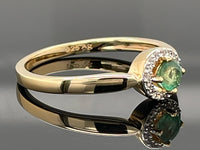RING AUS 925/- SILBER VERGOLDET MIT SAMBIA SMARAGD & ZIRKON
