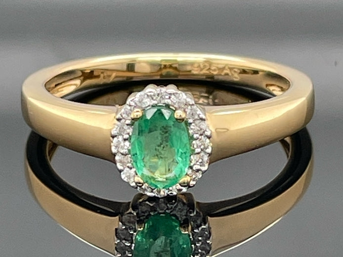 RING AUS 925/- SILBER VERGOLDET MIT SAMBIA SMARAGD