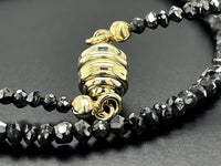 COLLIER 585/- GELBGOLD MIT DIAMANTEN BEH. SCHWARZ