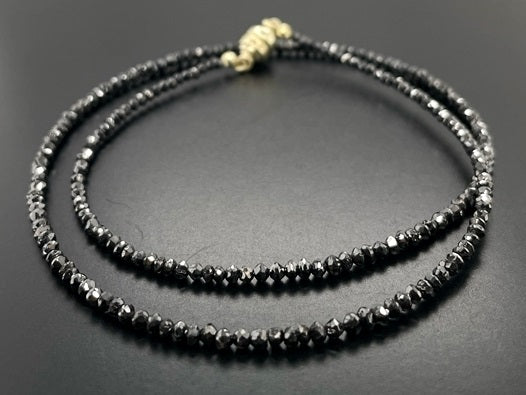 COLLIER 585/- GELBGOLD MIT DIAMANTEN BEH. SCHWARZ