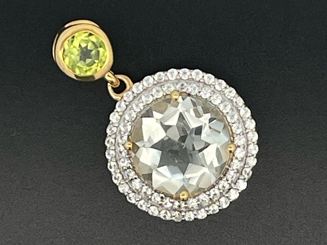 ANHÄNGER AUS 925/- SILBER VERGOLDET MIT PRASIOLITH, PERIDOT & ZIRKON