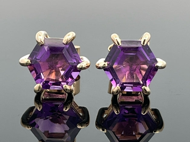 OHRSTECKER AUS 925/- SILBER VERGOLDET MIT AMETHYST