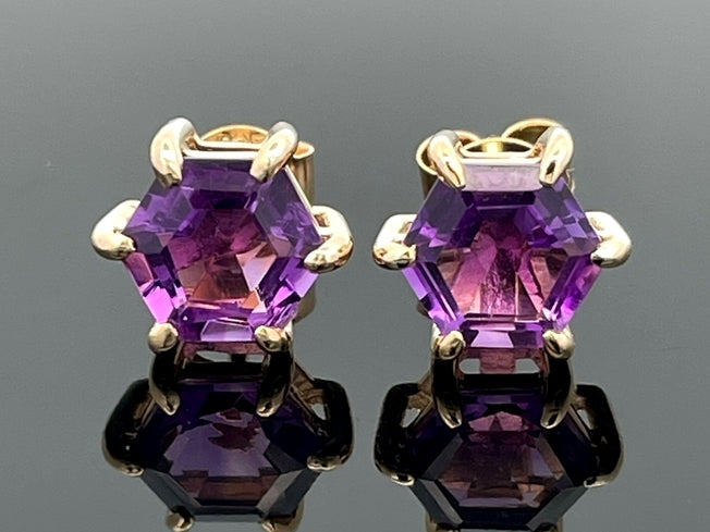 OHRSTECKER AUS 925/- SILBER VERGOLDET MIT AMETHYST