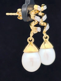 OHRSTECKER AUS 925/- SILBER BICOLOR MIT SÜßWASSERZUCHTPERLE & ZIRKON