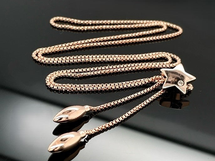 SLIDER Y-COLLIER 925/- SILBER ROSÈVERGOLDET MIT ZIRKONIA