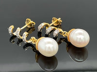 OHRSTECKER AUS 925/- SILBER BICOLOR MIT SÜßWASSERZUCHTPERLE & ZIRKON