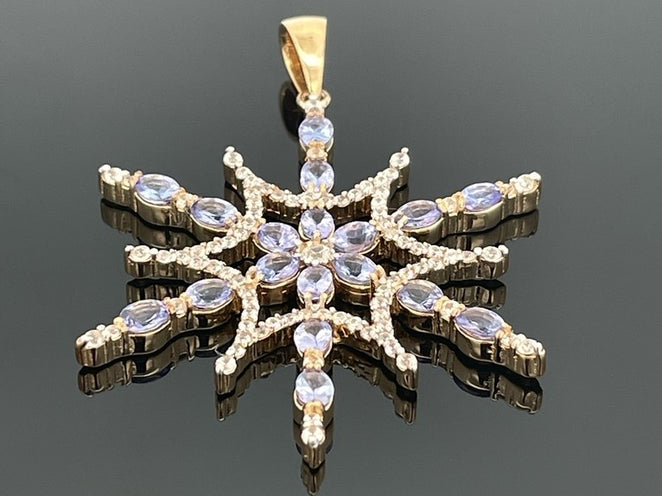 ANHÄNGER AUS 925/- SILBER VERGOLDET MIT TANSANIT & ZIRKON