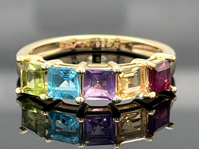 RING AUS 925/- SILBER VERGOLDET MIT MULTI EDELSTEINE