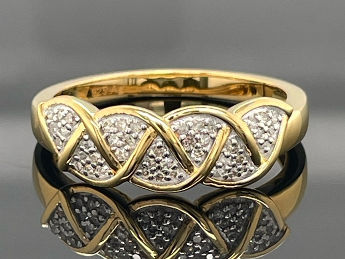 RING AUS 925/- SILBER VERGOLDET MIT DIAMANTEN
