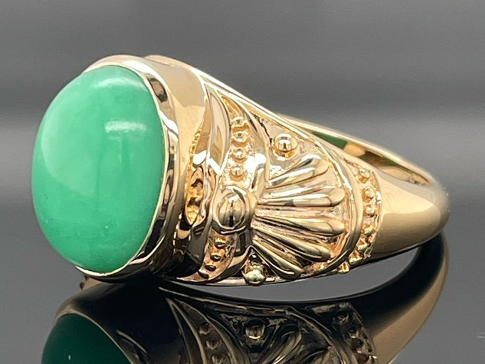 RING AUS 925/- SILBER VERGOLDET MIT CHRYSOPRAS